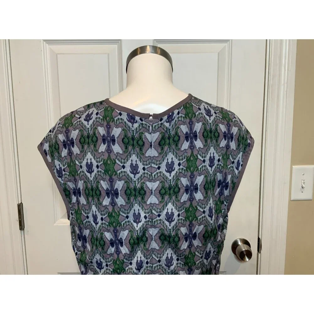 Tory Burch Gray Abstract Print Sleeveless Blouson Midi Dress, Size Large